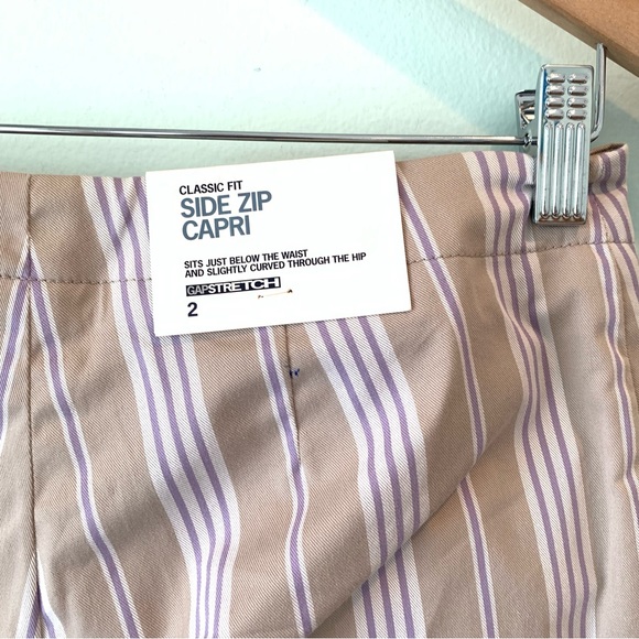 NWT GAP Vintage Striped Stretch Classic Fit Side Zip Capri Pants 2 - Picture 4 of 4